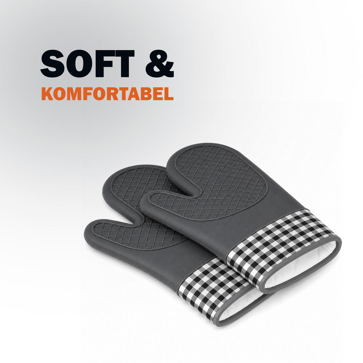 SILIKON Ofenhandschuh 2er Pack - Grau - Grau, Kunststoff (18/29cm)