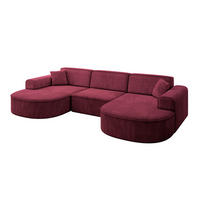 WOHNLANDSCHAFT MARI-U1 - 303x171x79 cm Bordeaux Velours - Bordeaux/Schwarz, Holzwerkstoff/Kunststoff (303/79/171cm) - ALTDECOR