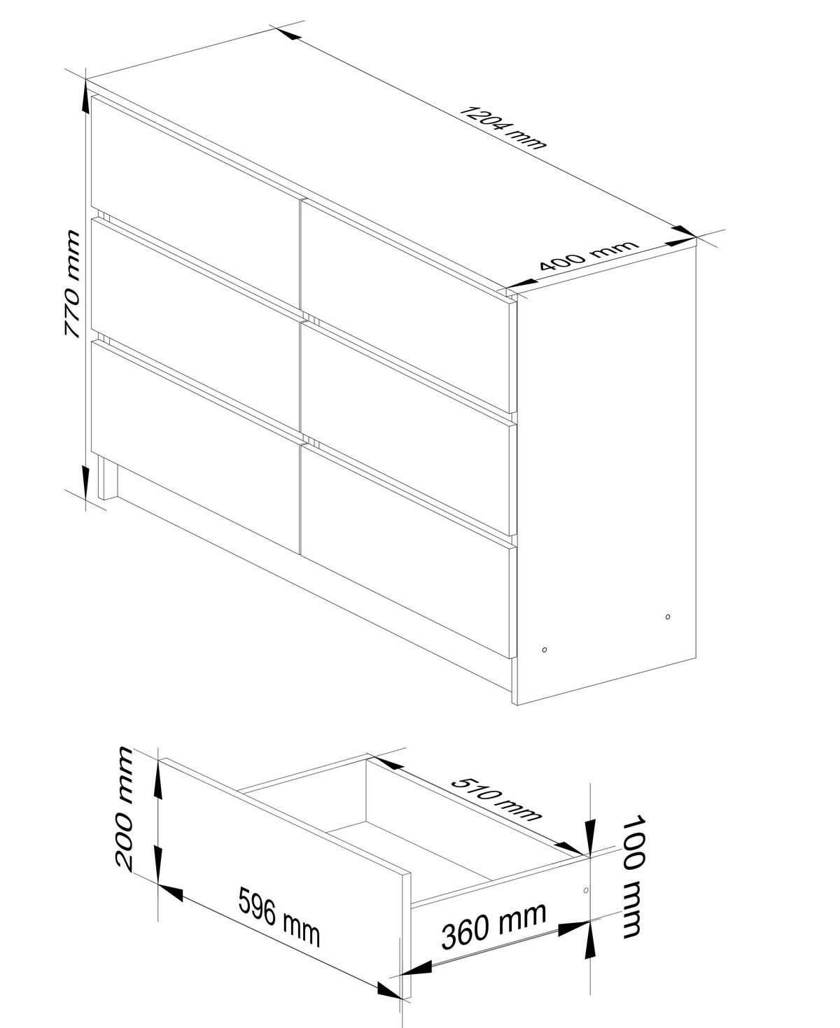 KOMMODE Eichefarben 120x40x77 cm - Eichefarben, Holzwerkstoff (120/77/40cm) - Akord