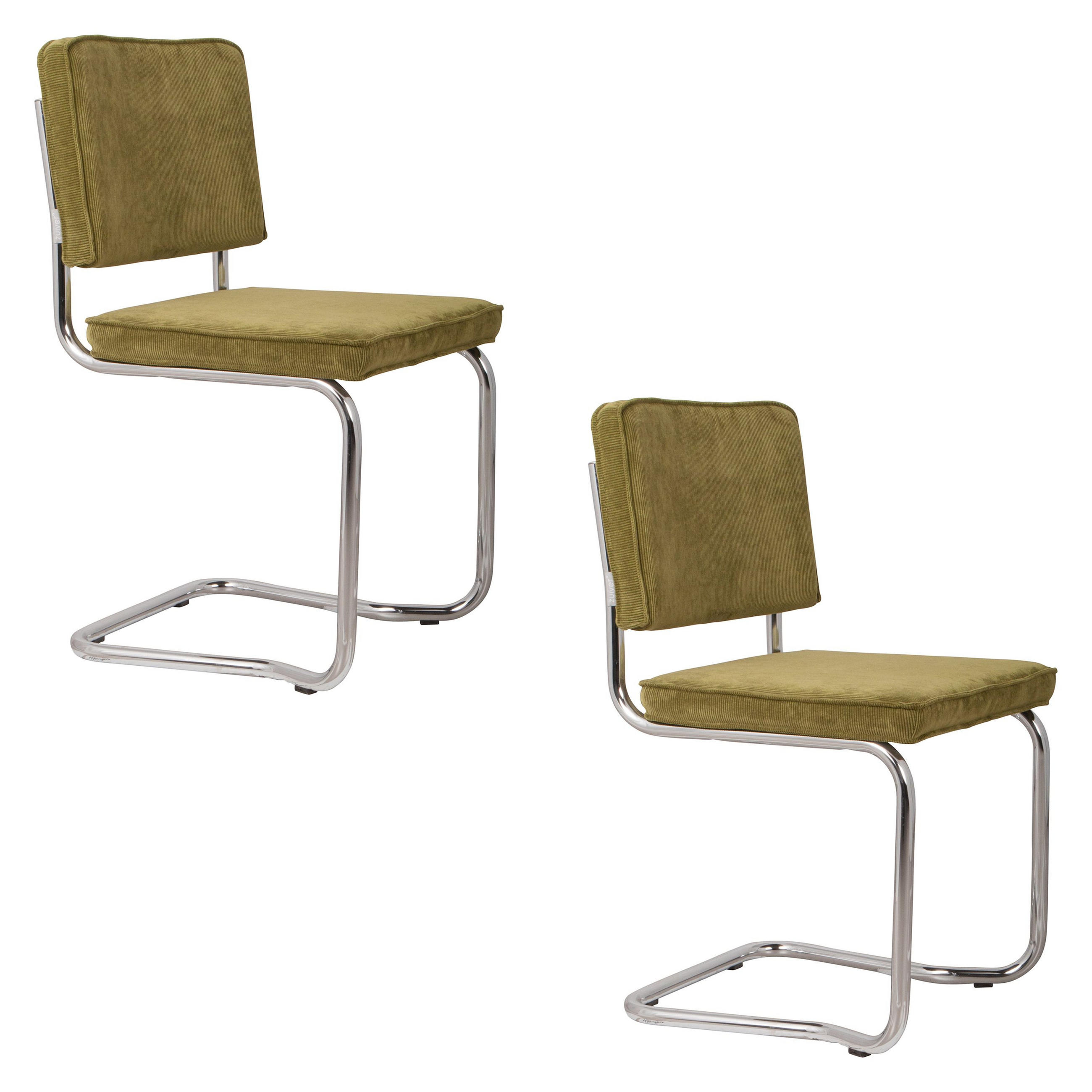 ESSZIMMERSTUHL Ridge Kink Rib Grün - 2 er Set - Grün, Textil (48/85/50cm) - Zuiver