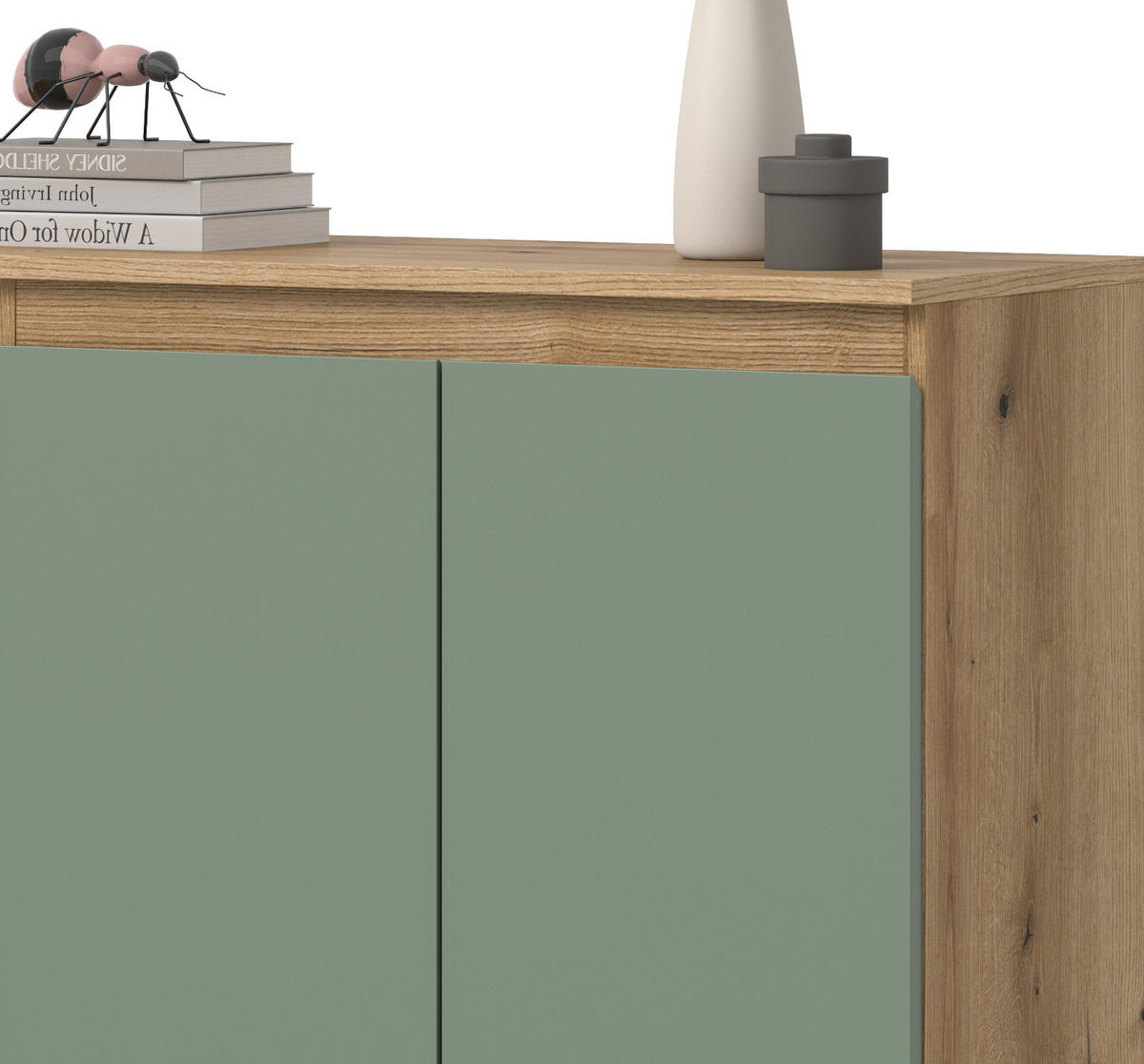 KOMMODE grün, Evoke Eiche 105 x 11 cm, Anrichte mit 10 Fächern - Eichefarben/Schwarz, Holzwerkstoff/Kunststoff (105/111/37cm) - Inn.Furn