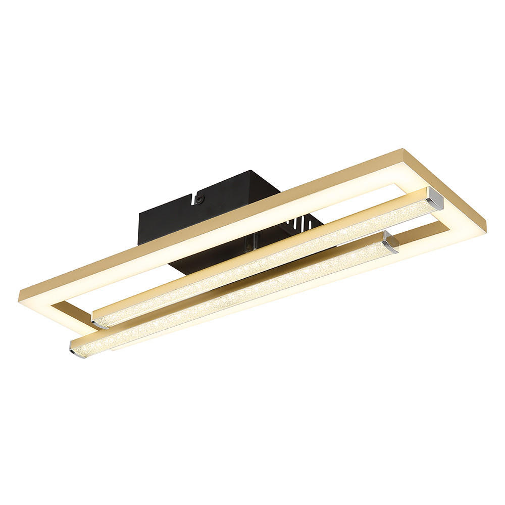 LED DECKENLEUCHTE Kristalle Gold Schwarz - Goldfarben, Kunststoff (40/37.5/6.3cm) - Globo Lighting