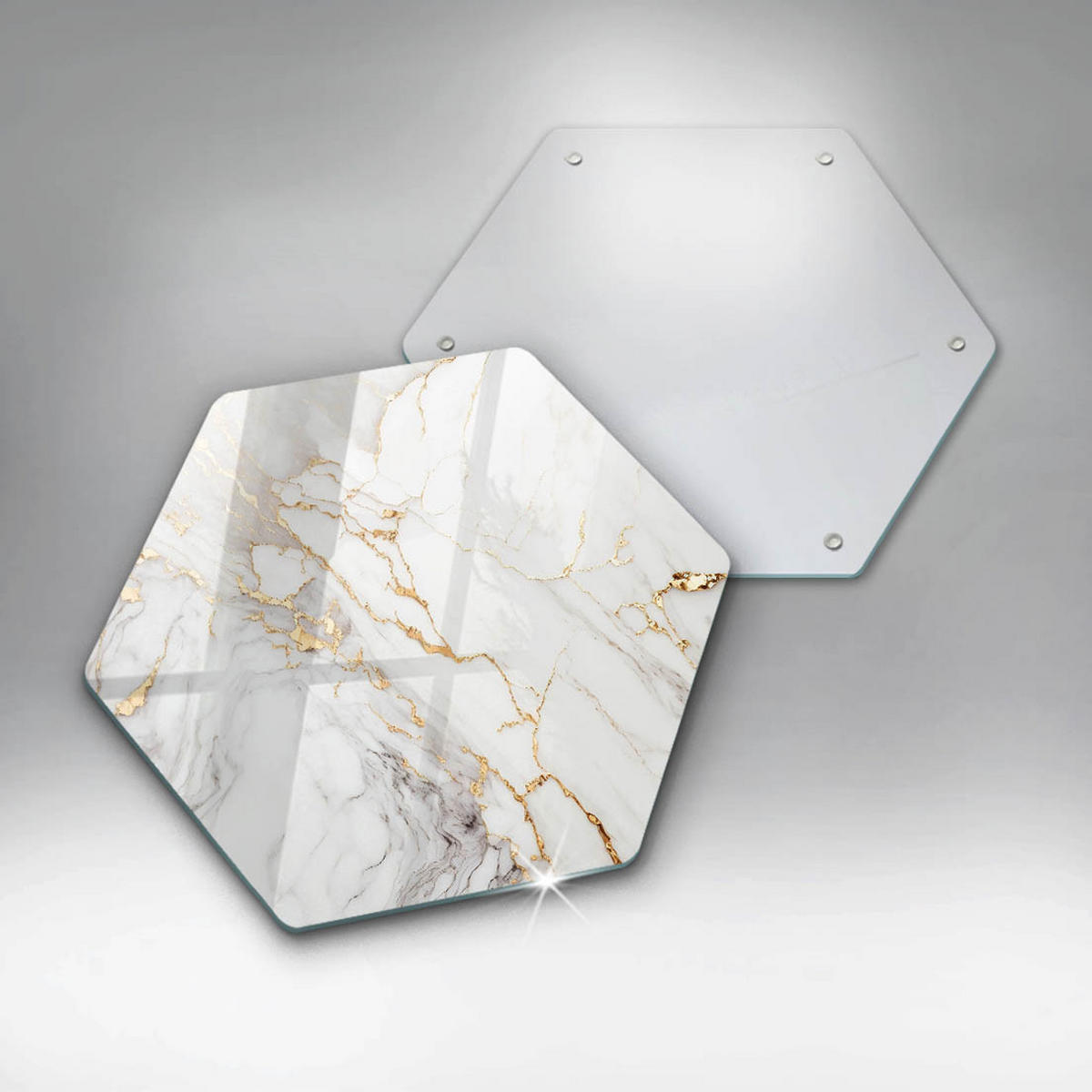 GLASPLATTE 40 cm Heller Marmor mit Gold - Creme, Glas (40/40cm) - Wallfluent