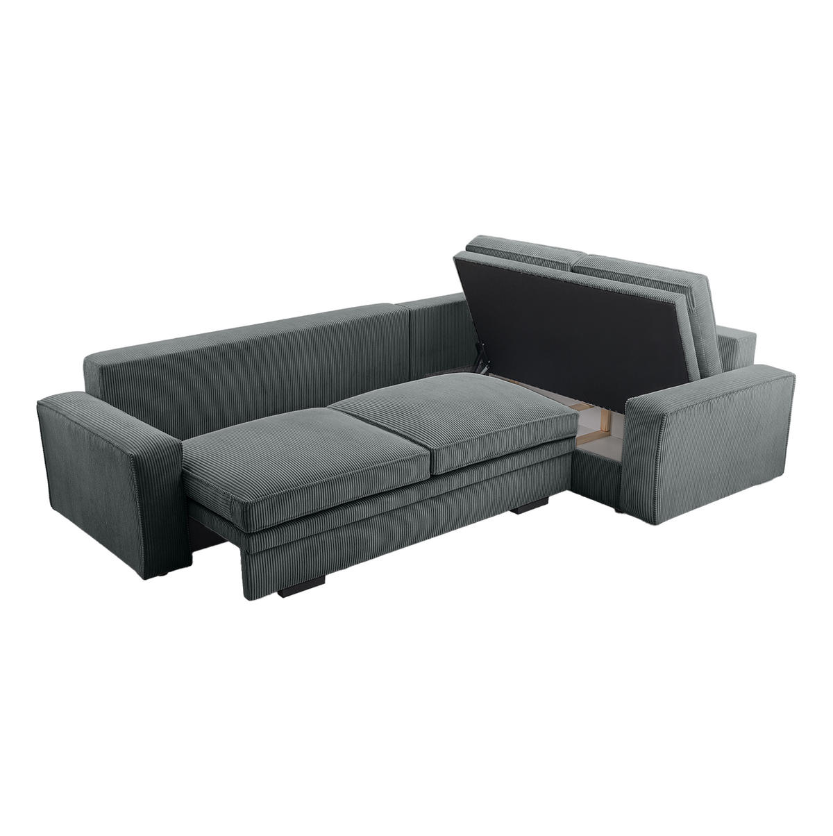 ROHOVÁ SOFAS FJORDI s funkcí spaní, Tmavě šedá - tmavě šedá, textil (296/196cm) - Fedve
