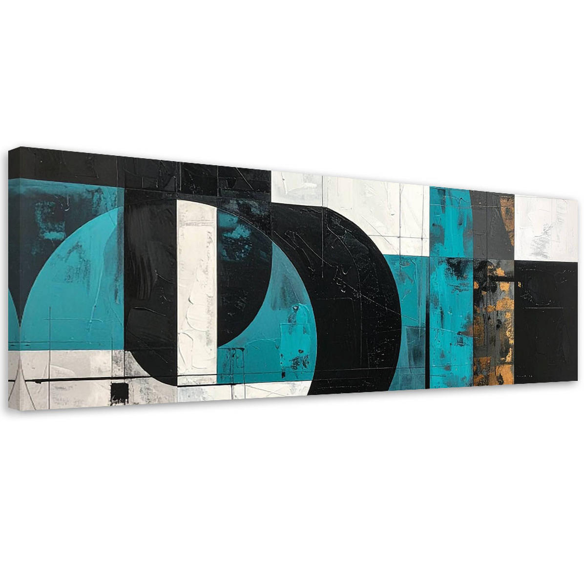 LEINWANDBILD 3D und geometrisch 120x40cm - Türkis, Textil (120/40cm) - Feeby