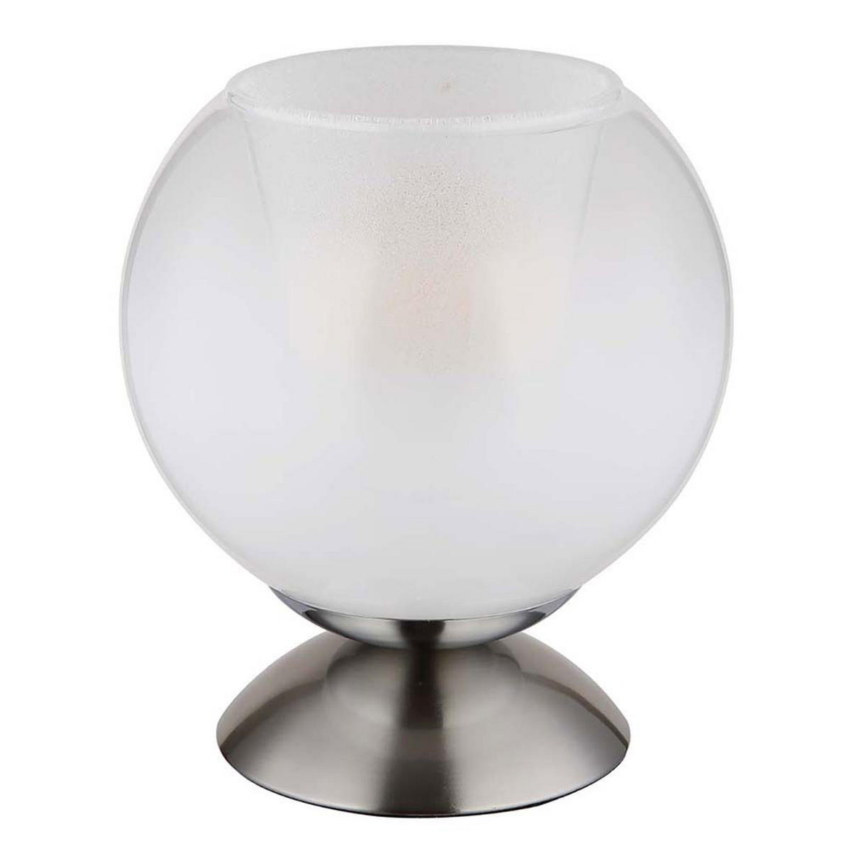 LED TISCHLEUCHTE BARRY Metall, Glas, Silber, E27, Lesefunktion - Silberfarben, Glas (18/18/19cm) - Globo Lighting