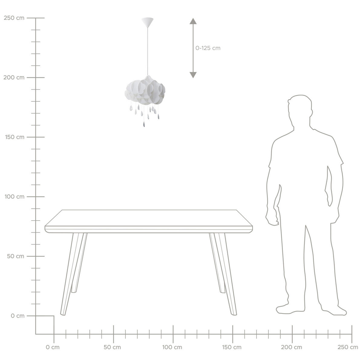HÄNGELEUCHTE Weiß Ailenne - Weiß, Kunststoff (35/35/182cm) - Beliani
