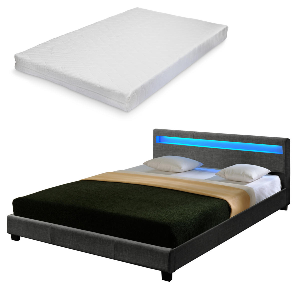 POLSTERBETT Skagen mit Matratze - Dunkelgrau, Textil (180/200cm) - Corium