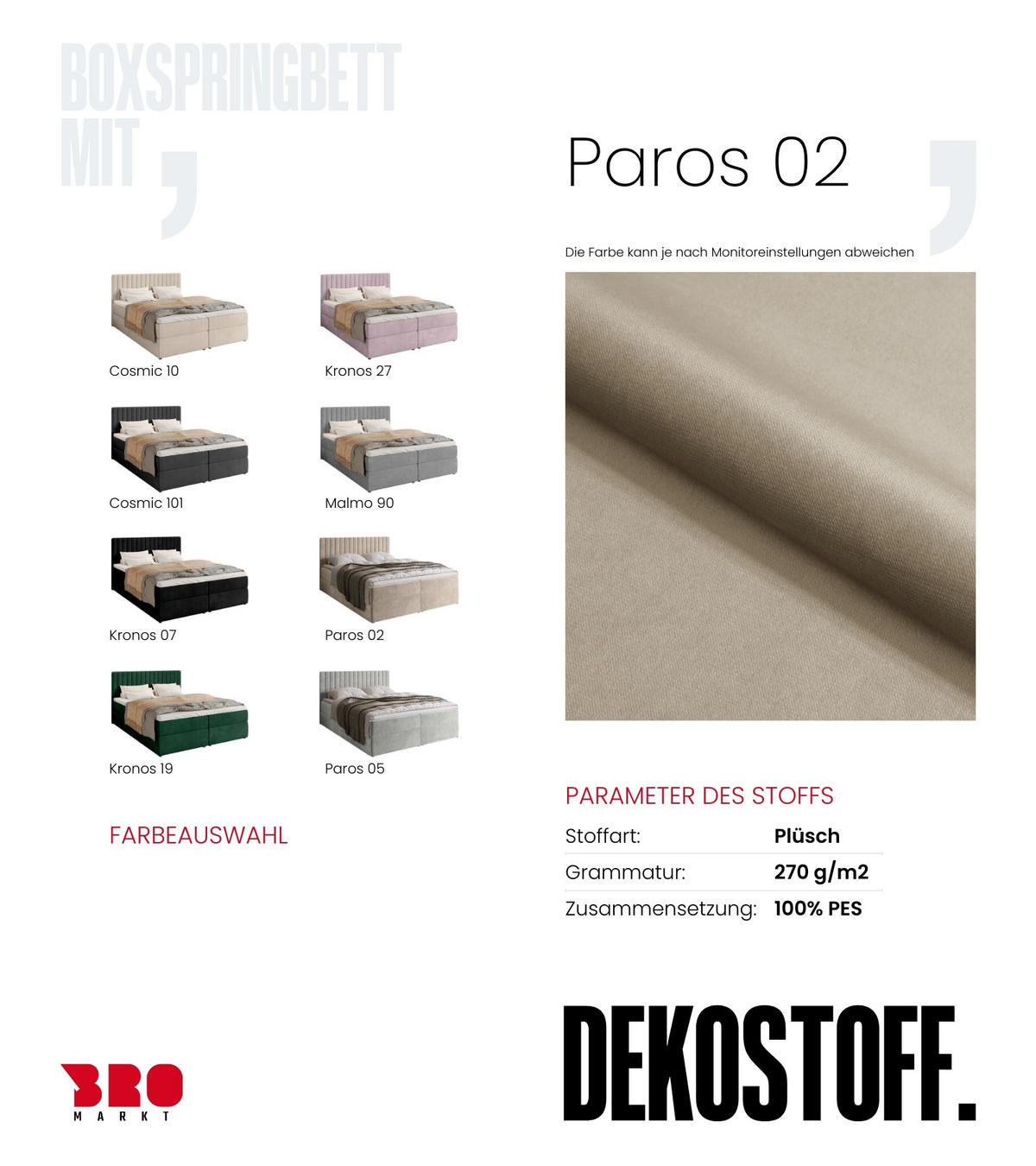 BOXBETT DREAM mit Topper 160x200 Beige - Beige, Textil (160/200cm) - Bromarkt