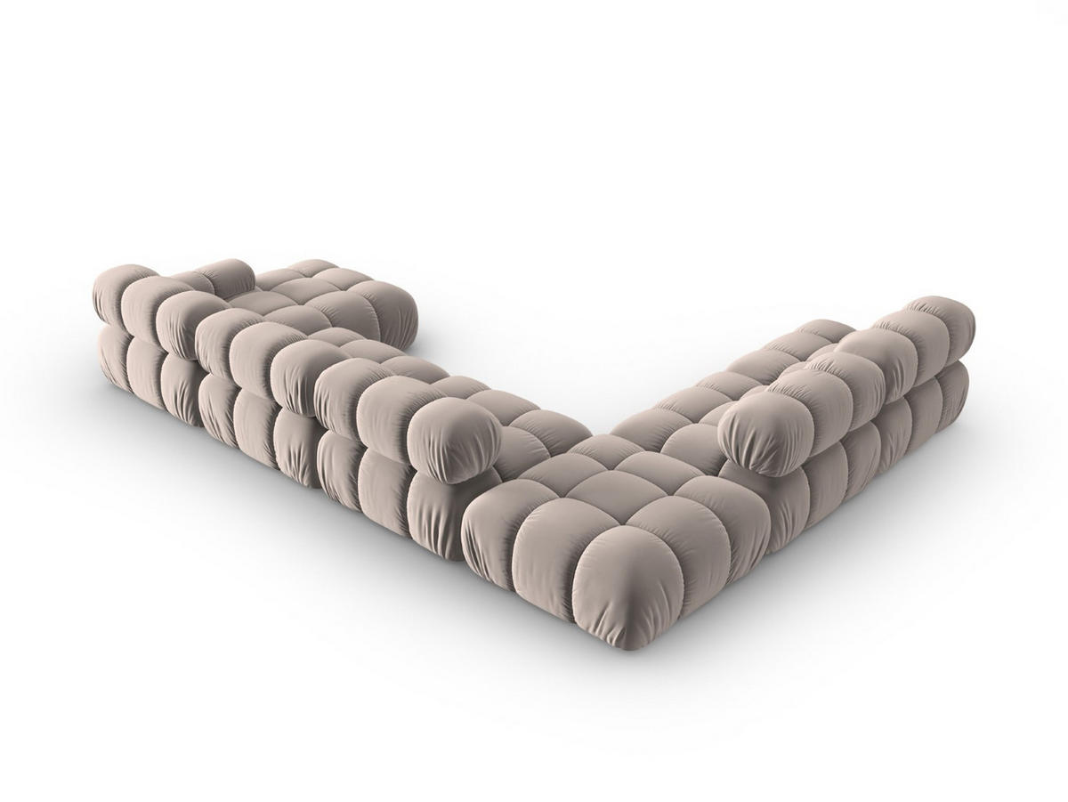MODULARES-PANORAMASOFA links Bellis aus Samt beige 7 Sitzplätze - Beige, Textil (282/63/379cm) - Micadoni