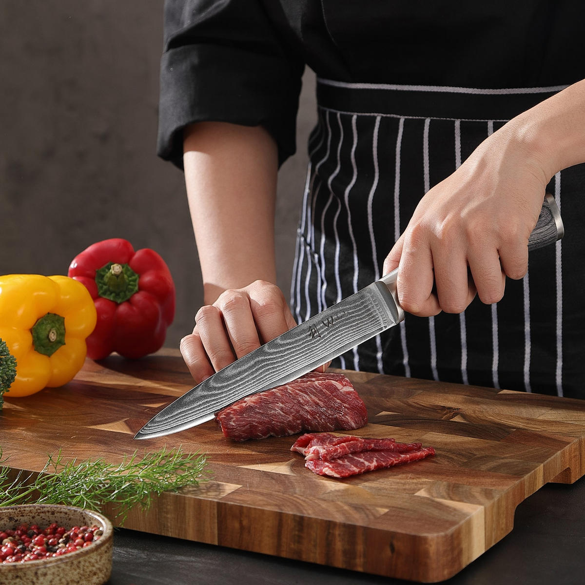 MESSERSET 4-TEILIG 8–18 cm - Grau, Holz/Metall - Wakoli