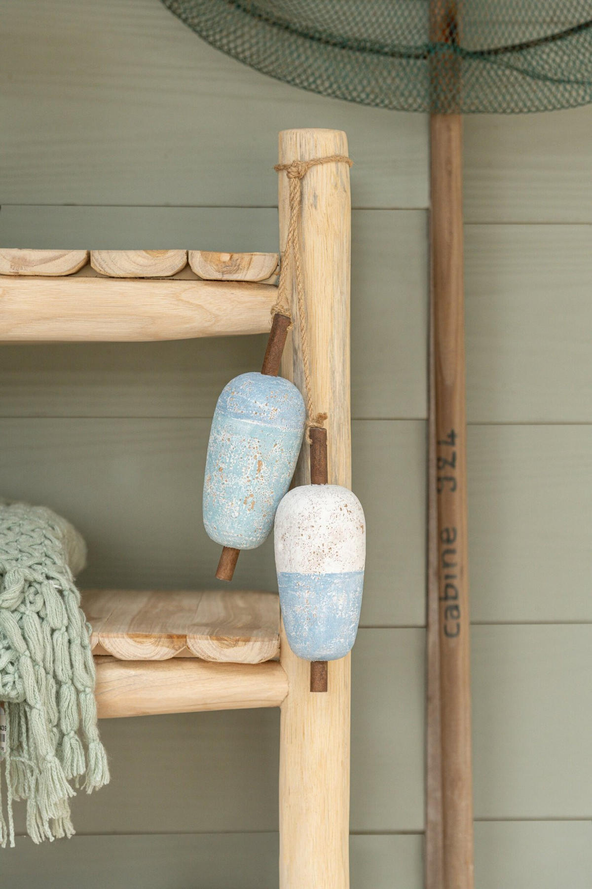 AUFHÄNGER BOJE NH (2ER SET) - Blau, Holz (19.5/6.5/38cm) - J-Line