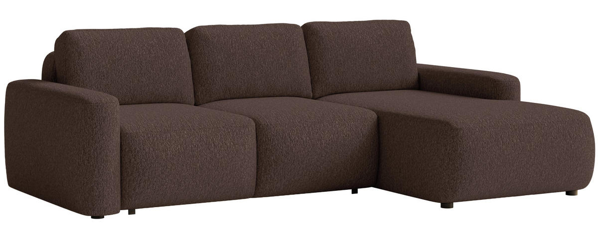 ECKSOFA Carnos Mini Braun Chenille - Schwarz/Braun, Kunststoff/Textil (164/238cm) - Selsey