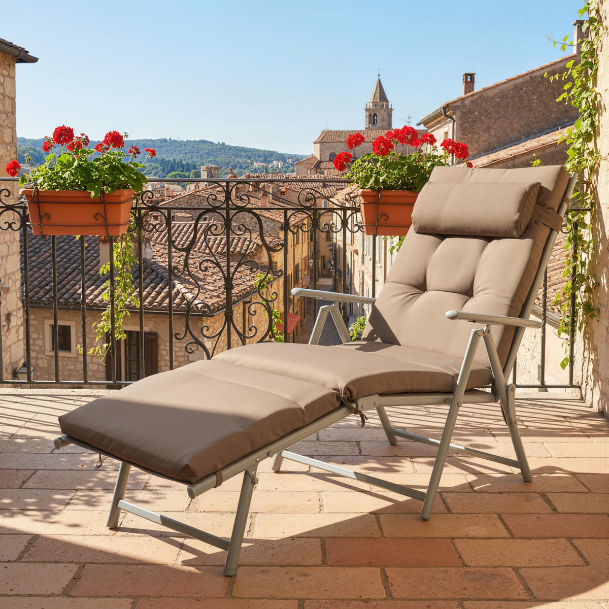 SONNENLIEGE, klappbar, 137 x 63,5 x 100,5 cm, Metall, Stoff, Braun+Silber - Braun, Kunststoff (63.5/100.5/137cm) - Outsunny