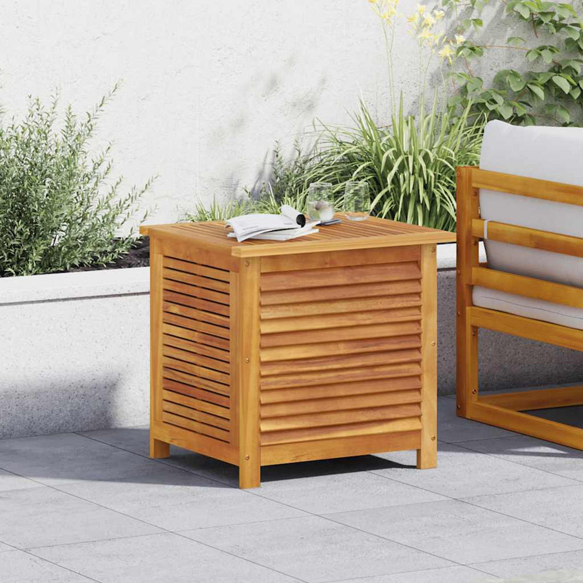 GARTENBOX mit Lüftungsschlitzen 60x50x56 cm Massivholz Akazie - Braun, Holz (50/56/60cm) - furnicato