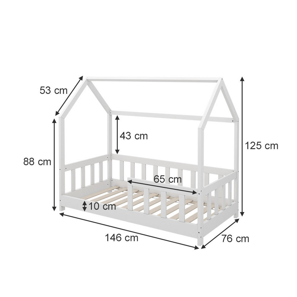 DOMEČKOVÁ POSTEL Michelle Bílá - bílá, kompozitní dřevo (70/140cm) - VitaliSpa