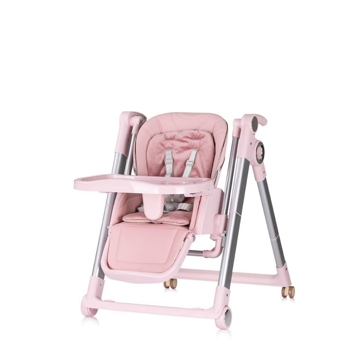 KINDERHOCHSTUHL 2 in 1 Super Chef rosa Babyschaukel, Fußstütze, klappbar - Rosa, Metall (59/101/73cm) - Chipolino
