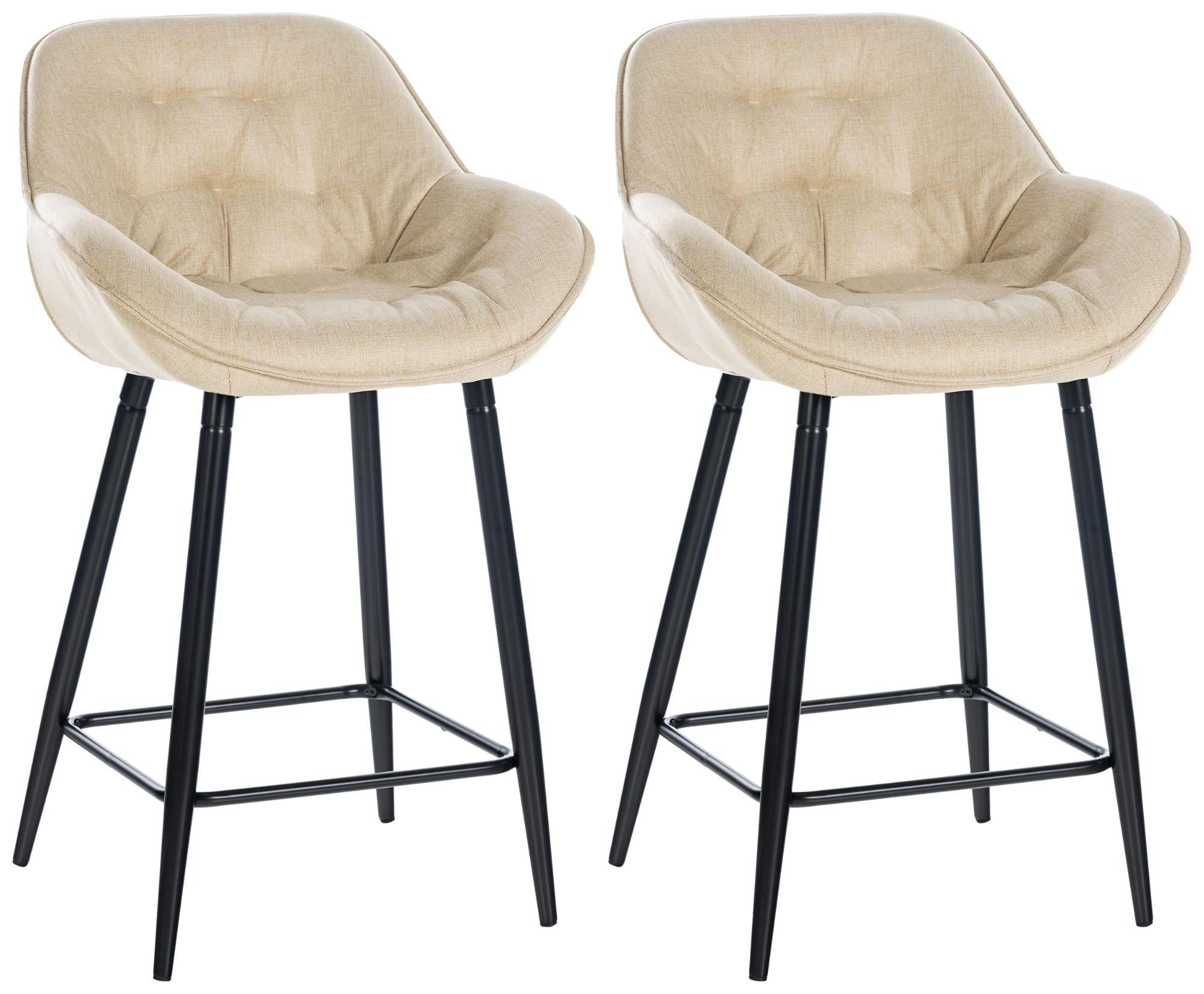 BARHOCKER 2er Set Stoff creme - Creme/Schwarz, Textil/Metall (54/93.5/57.5cm) - CLP