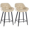 BARHOCKER 2er Set Stoff creme - Creme/Schwarz, Textil/Metall (54/93.5/57.5cm) - CLP