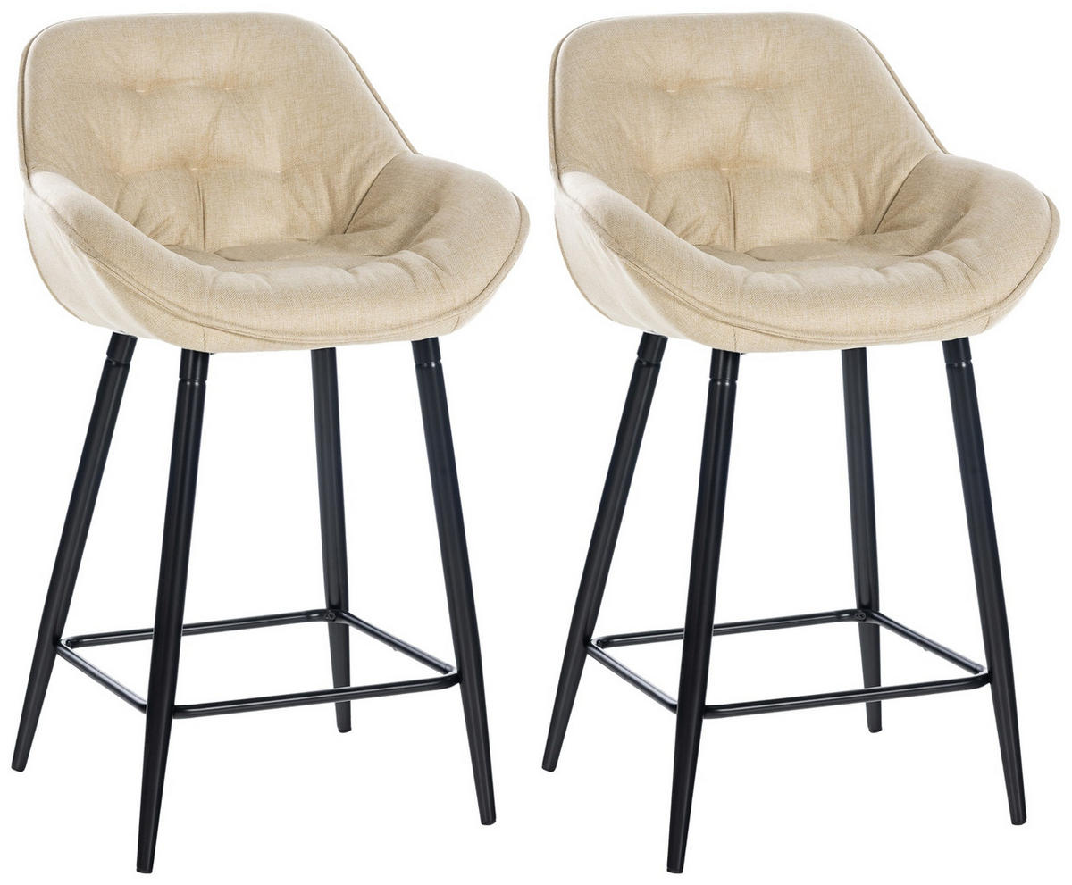BARHOCKER 2er Set Stoff creme - Creme/Schwarz, Textil/Metall (54/93.5/57.5cm) - CLP