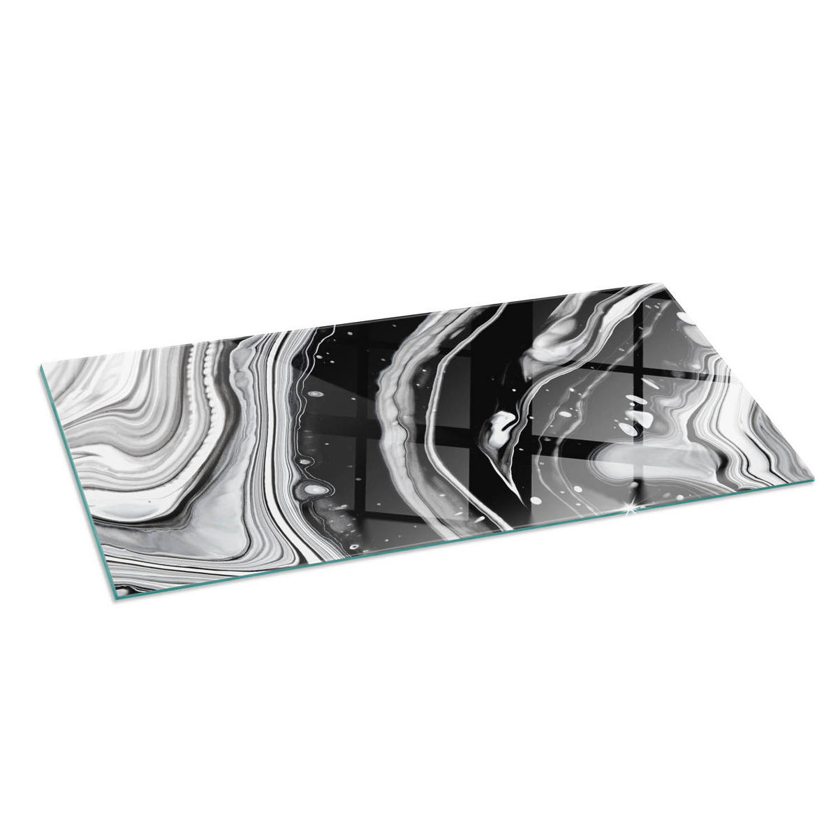 GLASPLATTE für Kamin 125x50 cm Schwarz Weiß - Multicolor, Glas (125/50/0.4cm) - ArtPrintCave