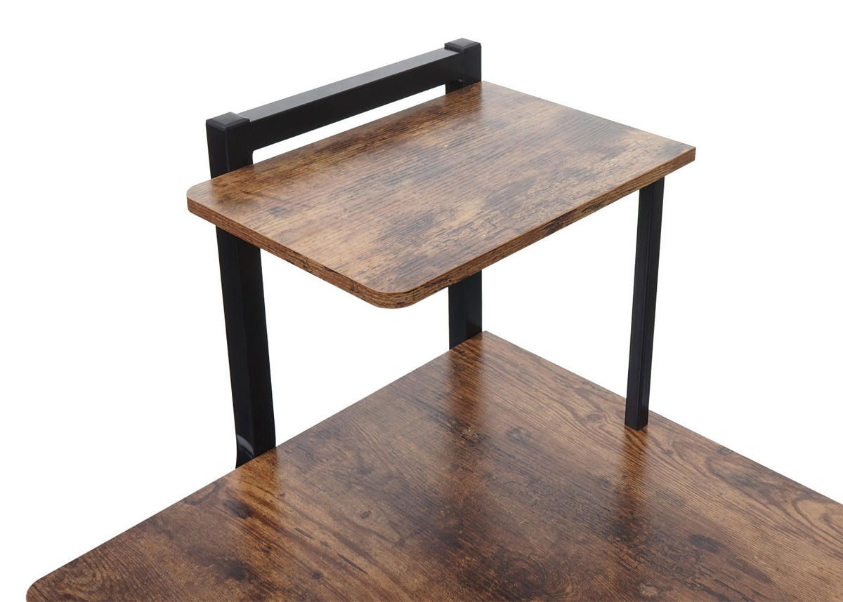 SCHREIBTISCH mit Regal HxBxT 102x100x50cm Metall MDF Braun - Braun, Holzwerkstoff (50/100/102cm) - PROREGAL