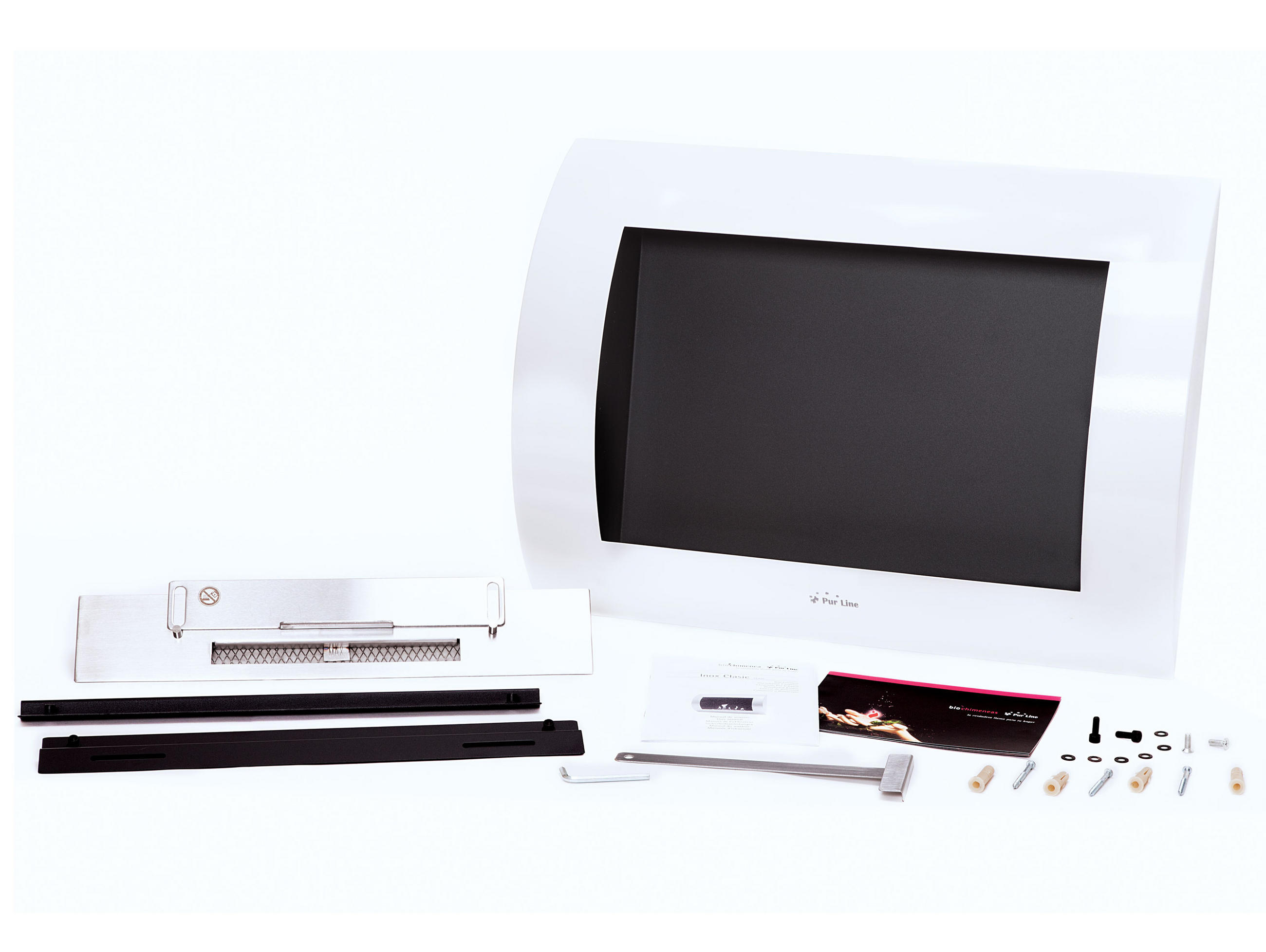 BIOETHANOL-KAMIN Weiß Wandmodell inklusive 1 L Brennblock - Weiß, Metall (60/45/14cm) - Purline