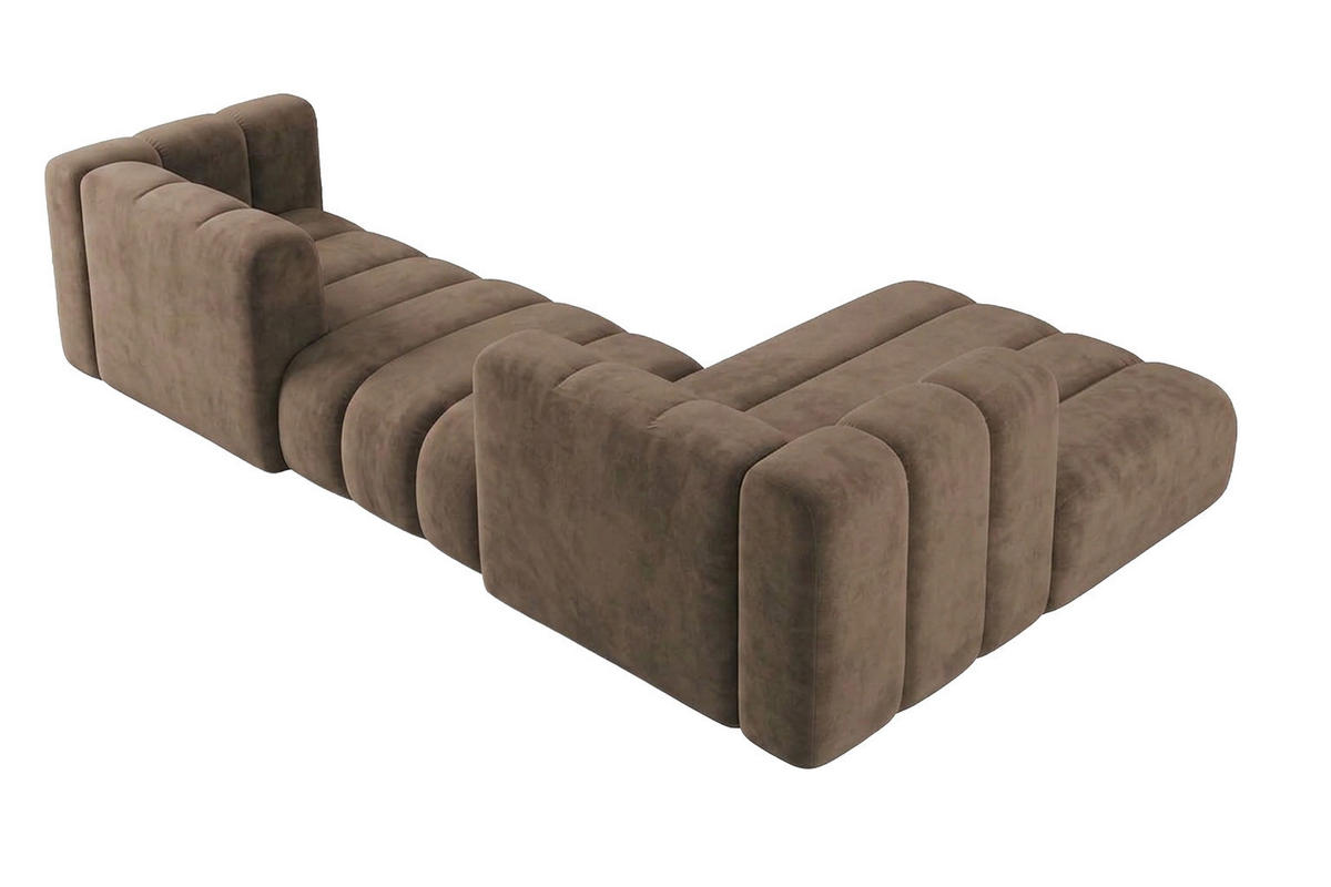 ECKSOFA Modulares In L-Form, Velvet-Stoff Riviera, Braun, Rechts, GRAND 319 cm - Braun, Holz (319/175cm) - Kaiser Möbel