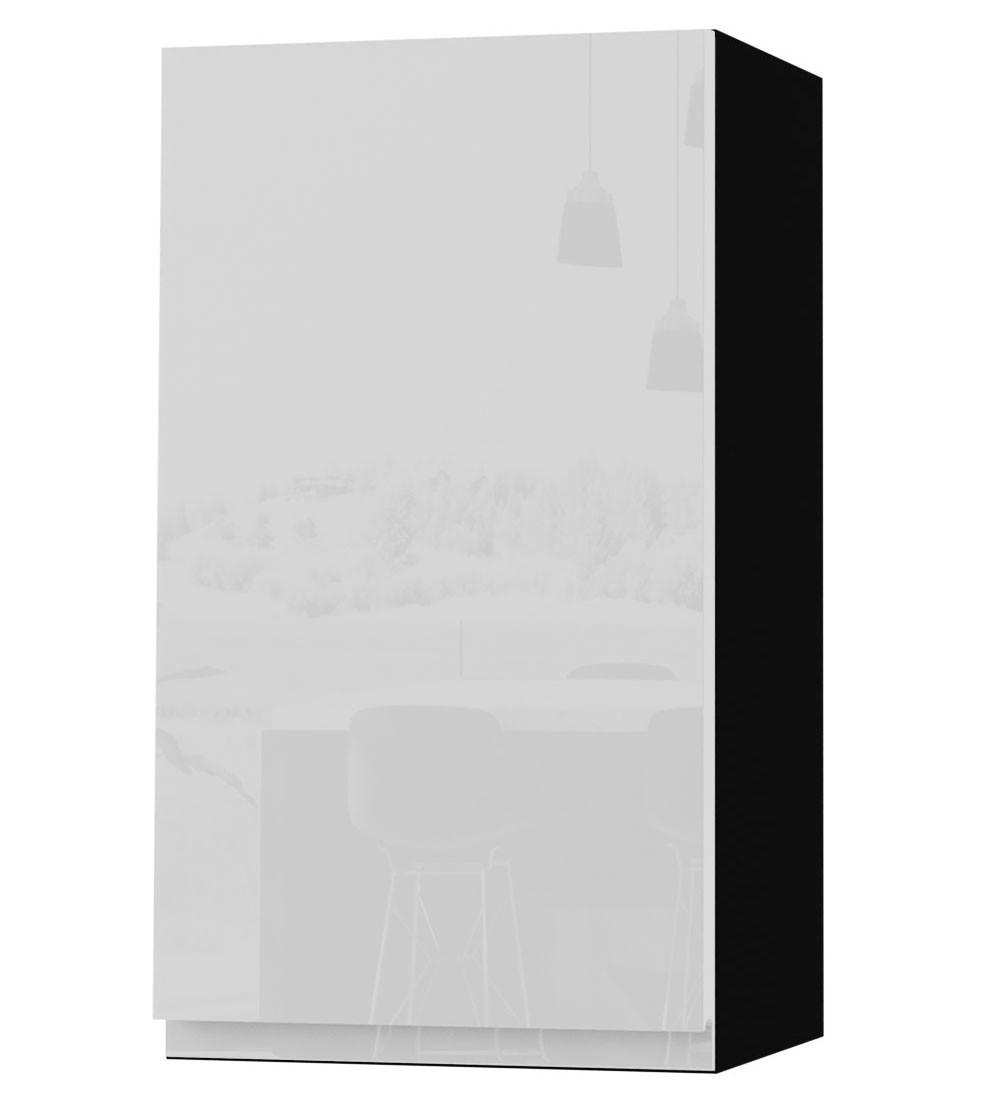HÄNGESCHRANK Florence W2/40 Schwarz / RAL 9003 signalweiß HG 40 / 32,5 / 72cm - Türanschlag links - Weiß Hochglanz/Schwarz, Holz/Holzwerkstoff (40/72/32.5cm) - Feldmann-Wohnen