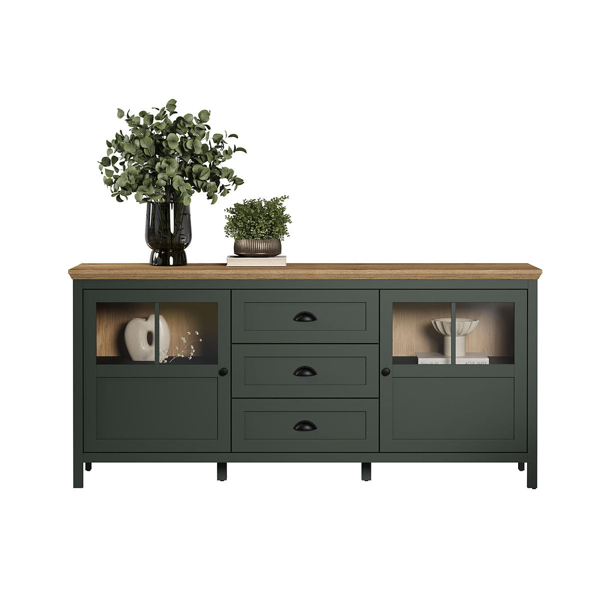SIDEBOARD Stanton Grün - Grün, Holzwerkstoff (185/185/86cm) - Trendteam