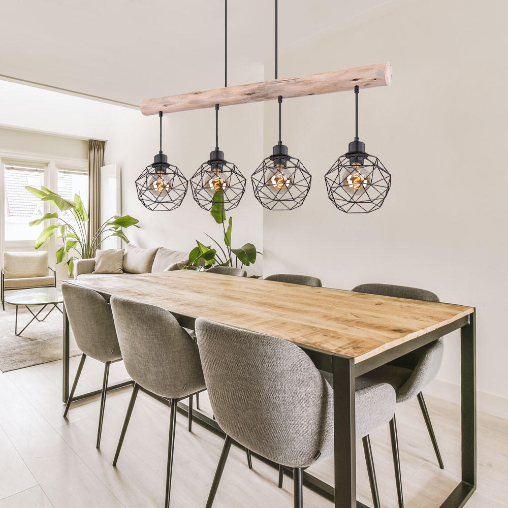 HÄNGELEUCHTE Holz Braun Metall - Braun, Holz (85/18/120cm) - Globo Lighting
