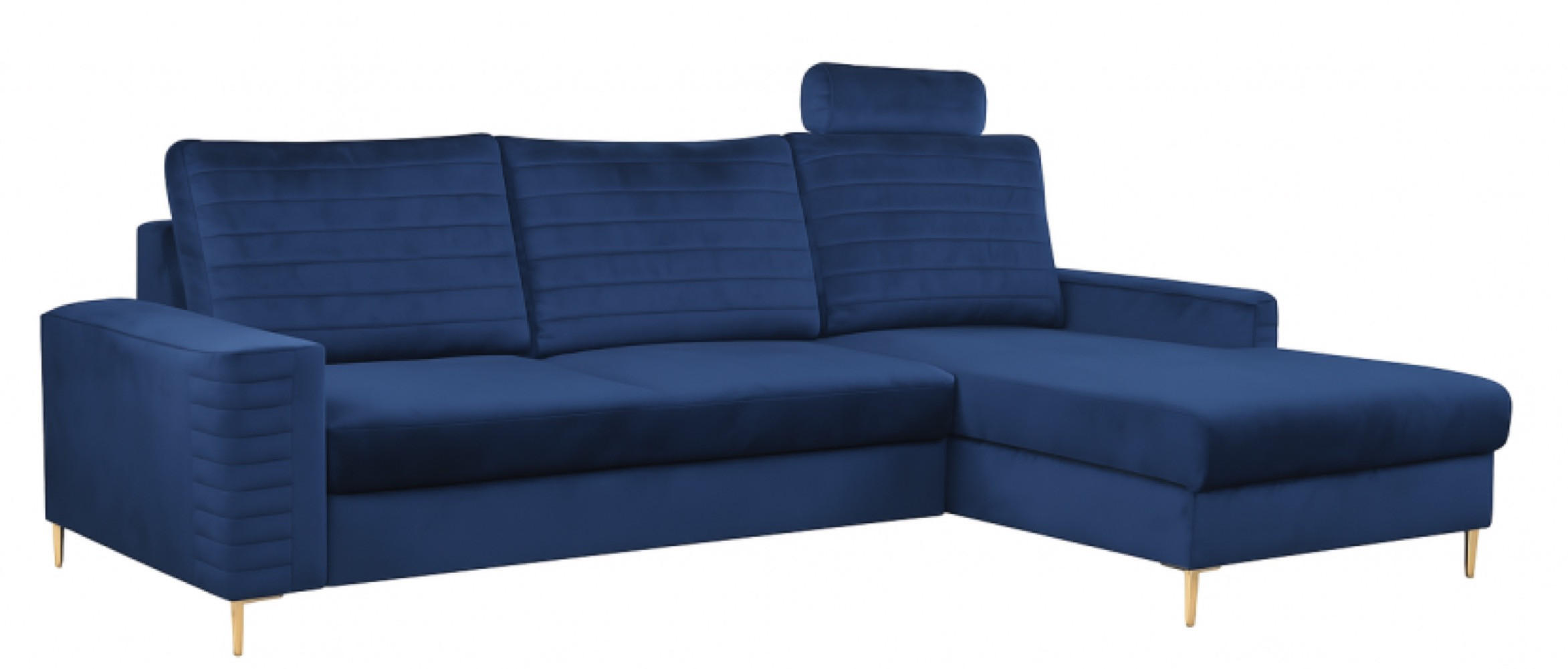 ECKSOFA Granat OLI Ausziehbar Mit Kopfstütze Und Bettkasten Rechts - Blau/Dunkelblau, Textil (165/253cm) - Sepro Meble