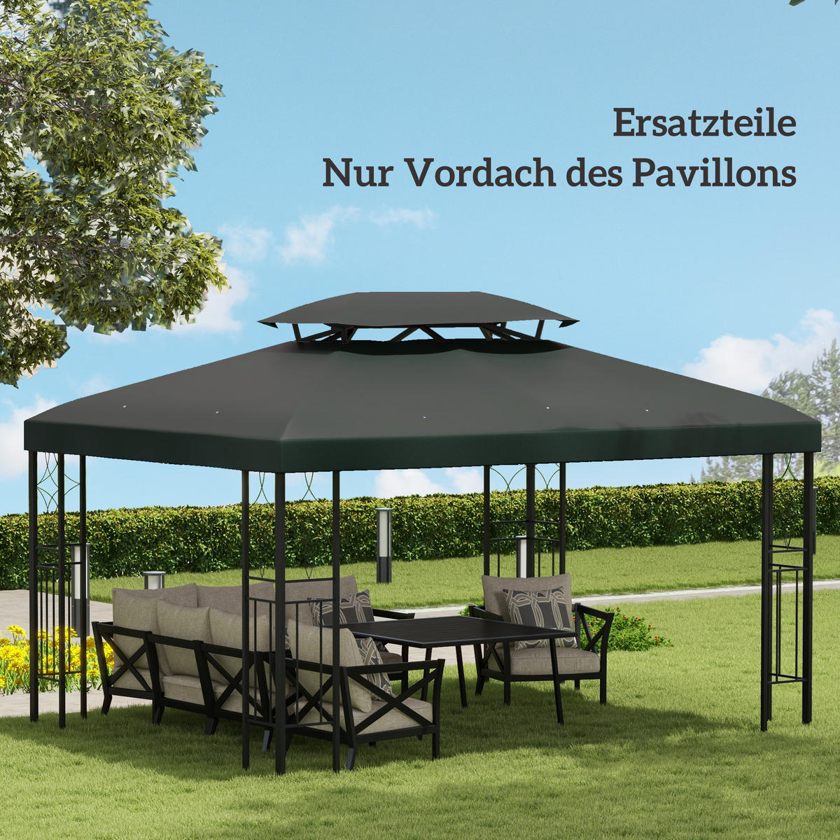 ERSATZDACH Dach 4x3 für Metall-Gartenpavillon Gartenzelt Partyzelt Dunkelgrau - Dunkelgrau, Kunststoff (300/20/400cm) - Outsunny