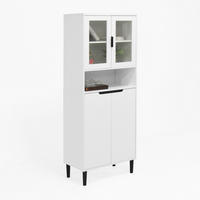 VITRINE 60/35/160 cm aus MDF mit Glastüren verstellbarem Einlegeboden und Kippschutz, Weiß - Weiß, Holzwerkstoff (60/160/35cm) - Redom
