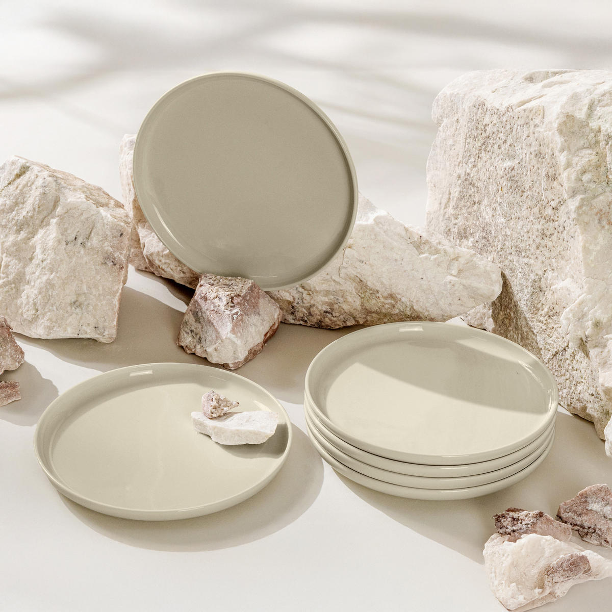 TELLER-SET VICTO 6-tlg Dessertteller - Beige, Keramik (20/2/20cm) - KONSIMO®