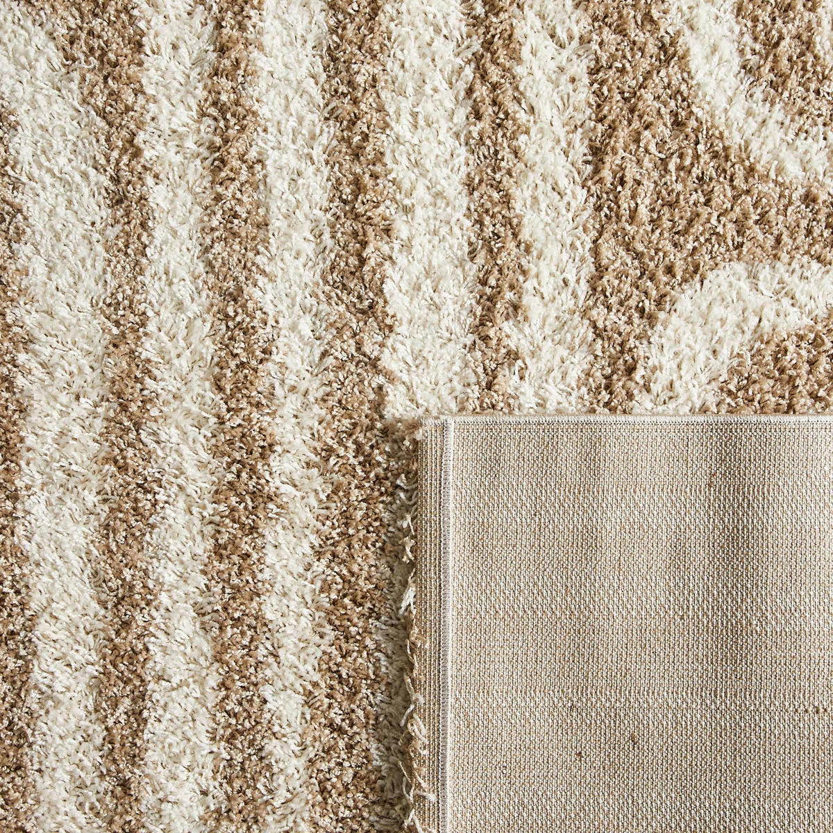 TEPPICH shaggy mit geometrischem Muster in Beige Olympe 80x140 cm - Beige, Textil (80/140cm) - Nazar Rugs