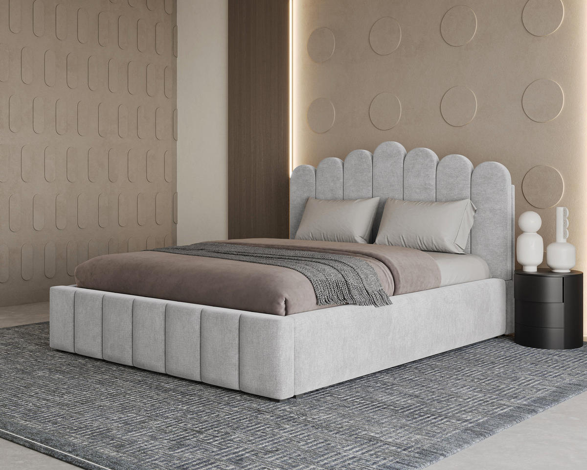 POLSTERBETT 03 140 x 200 cm – Tresor – Bett mit Gasdruckfedern und Stauraum - Silberfarben, Holz (140/200cm) - ROYAL24_MARKT