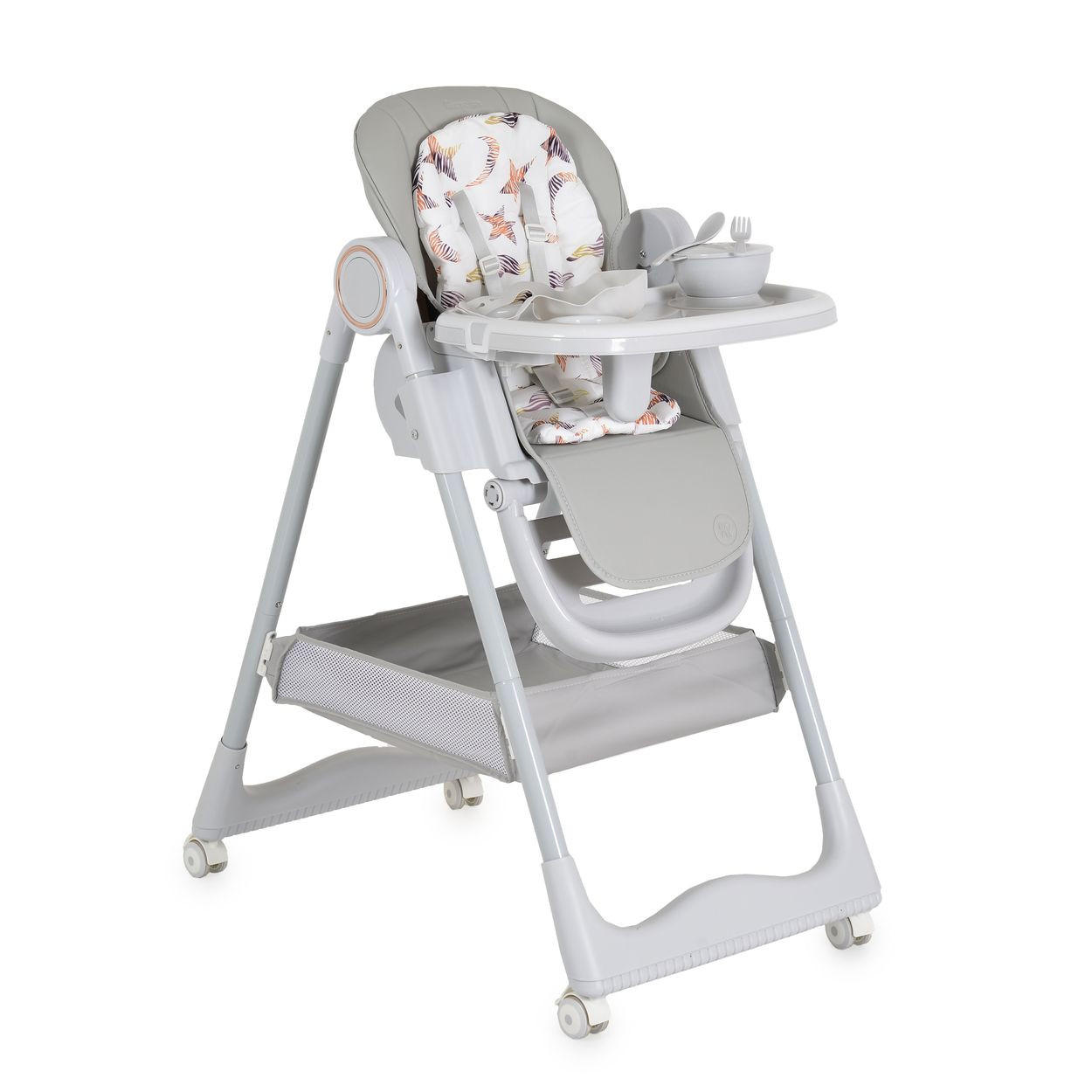 HOCHSTUHL Surprise faltbar grau Lätzchen Schüssel Löffel Gabel Räder Korb - Grau, Metall (52/90/86cm) - Moni