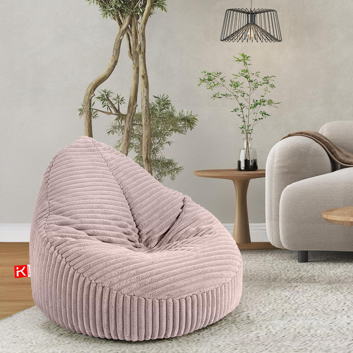 SITZSACK COSMO II aus Kordstoff, Pink - Pink, Textil (85/80/85cm) - KONSIMO®