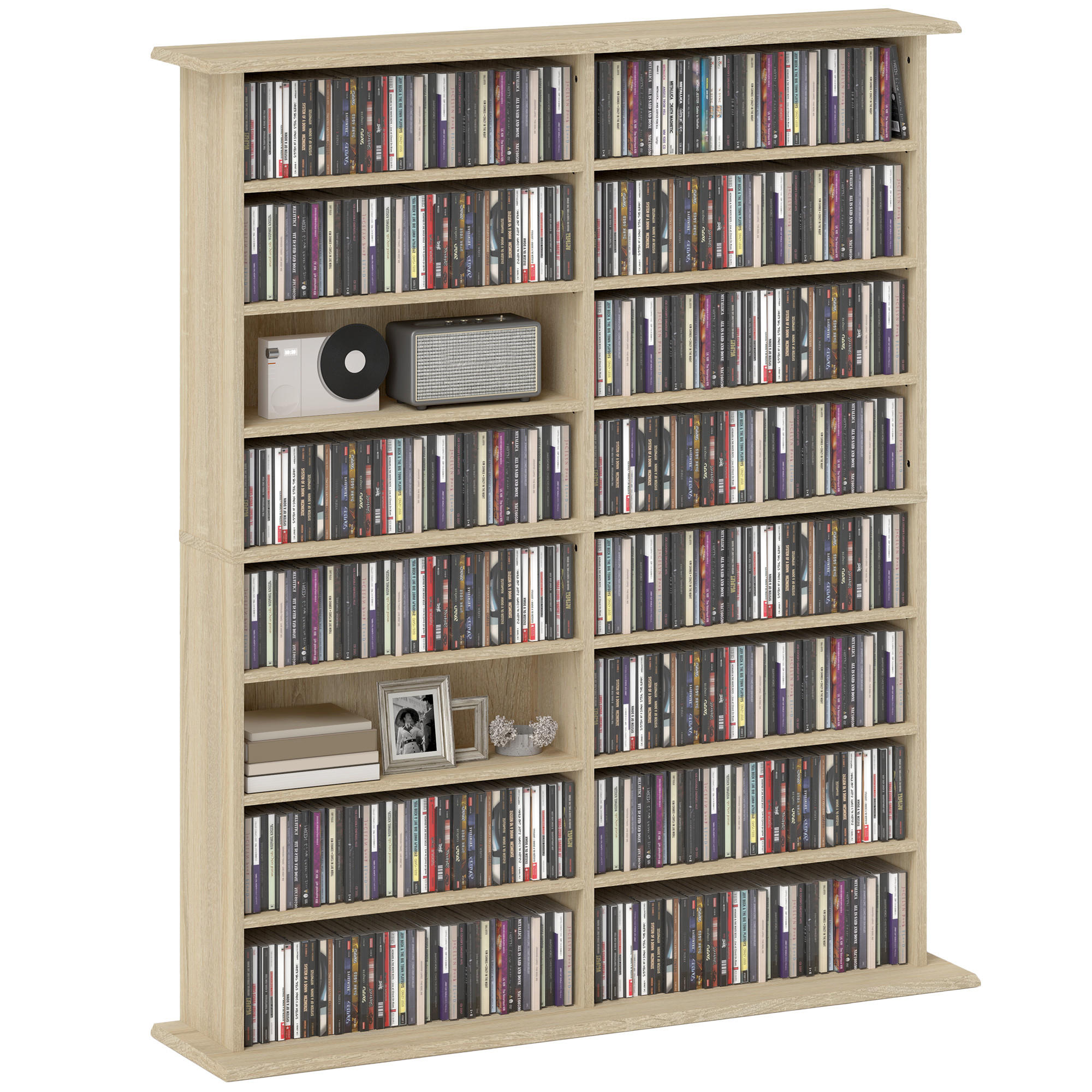 CD-REGAL DE-14452 16 Fächer, 12 verstellbare Böden Naturholz - Naturfarben, Holzwerkstoff (24/126.3/106.5cm) - ComfortXL