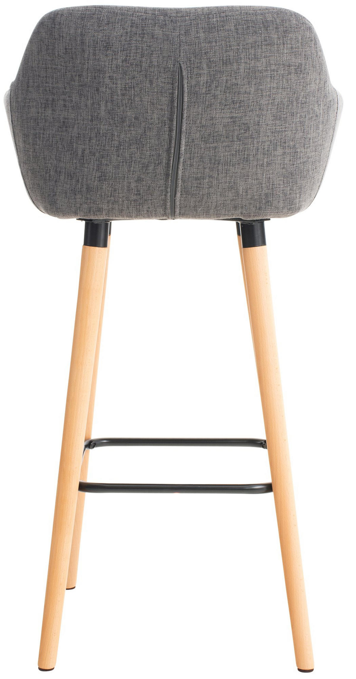BARHOCKER Stoff hellgrau - Eukalyptusholzfarben/Hellgrau, Holz/Textil (55/99/46cm) - CLP