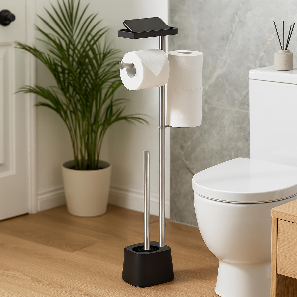 WC-GARNITUR - Multicolor, Kunststoff/Metall (25.5/65.5/12.5cm) - Relaxdays