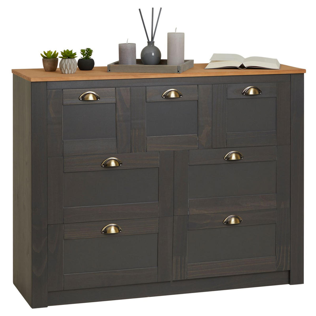 SIDEBOARD BOLTON - Anthrazit/Braun, Holz (110/87/40cm) - IDIMEX