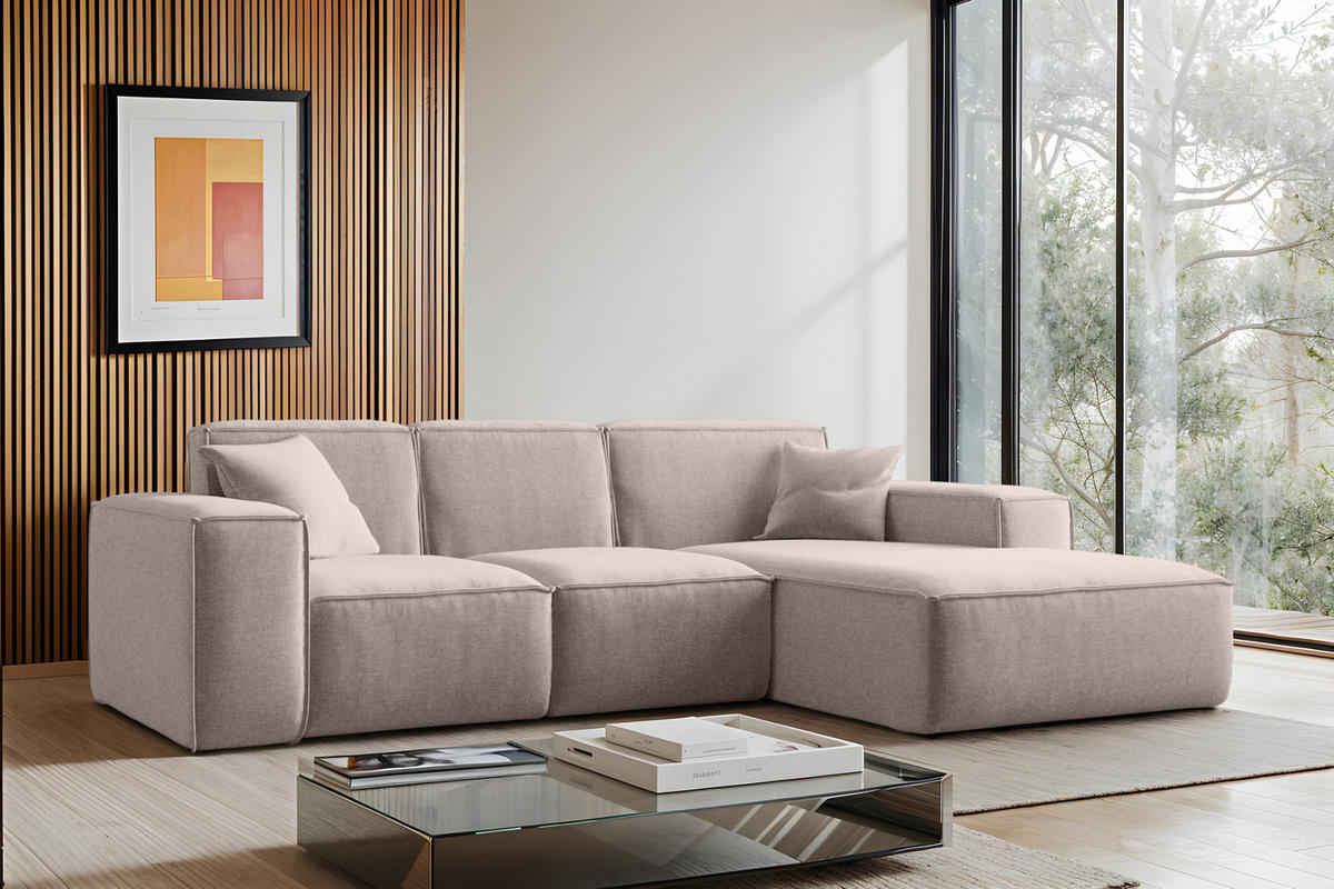 ECKSOFA L-Form Siena Stoff Maloy Dunkelbeige Rechts - Cappuccino, Holz (266/165cm) - Kaiser Möbel