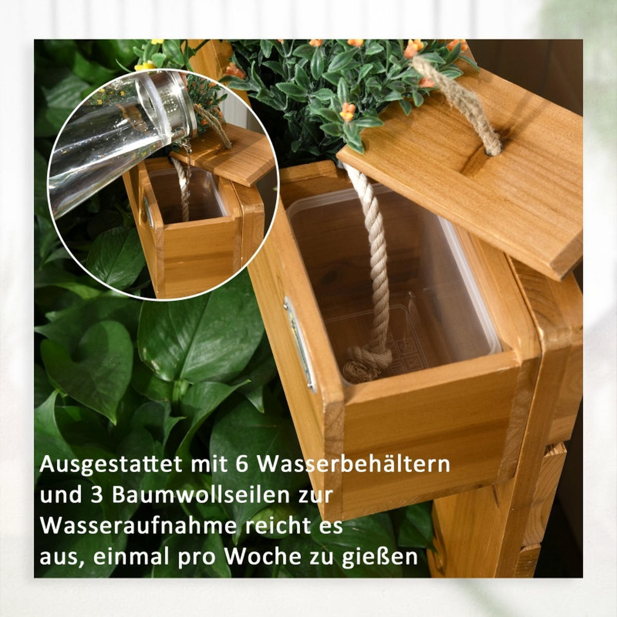 HOCHBEET 79,5x49,5x80 cm Holz 4 Kästen Selbstbewässerung braun - Braun, Holz (79.5/80/49.5cm) - LEBENLANG