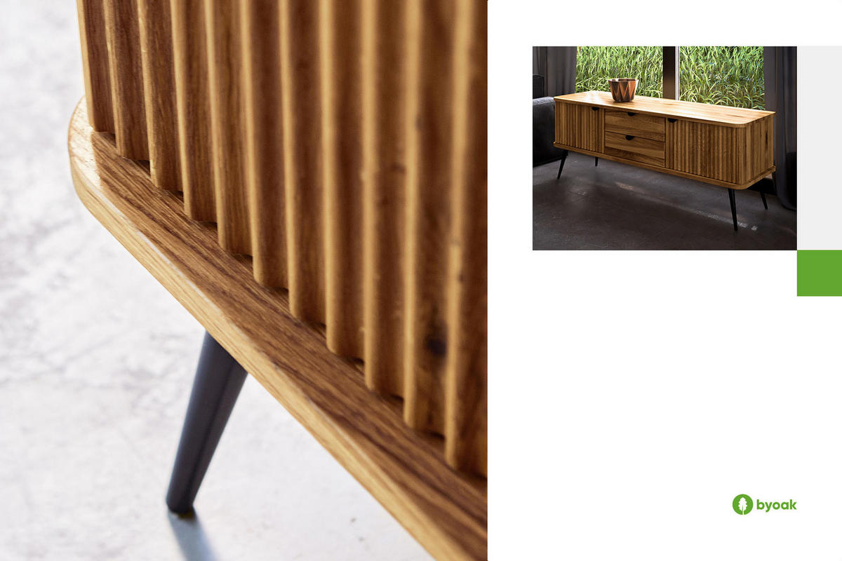 KOMMODE niedrig LINA - Kernbuche, Holz (144/57/46cm) - byoak