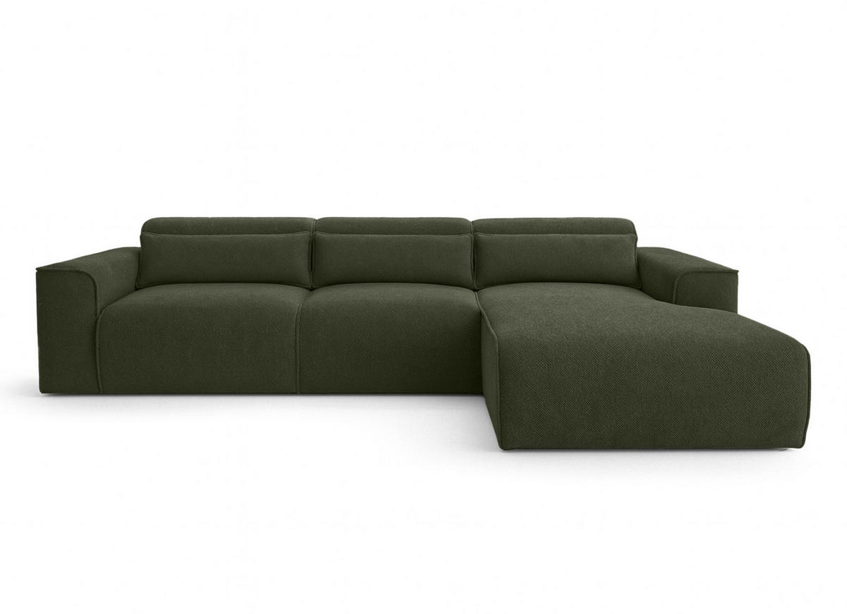 ECKSOFA L Form Ruyam Grün 310/165/78 cm – Schlaffunktion Rechts - Schwarz/Grün, Kunststoff/Textil (310/170cm) - AX Living