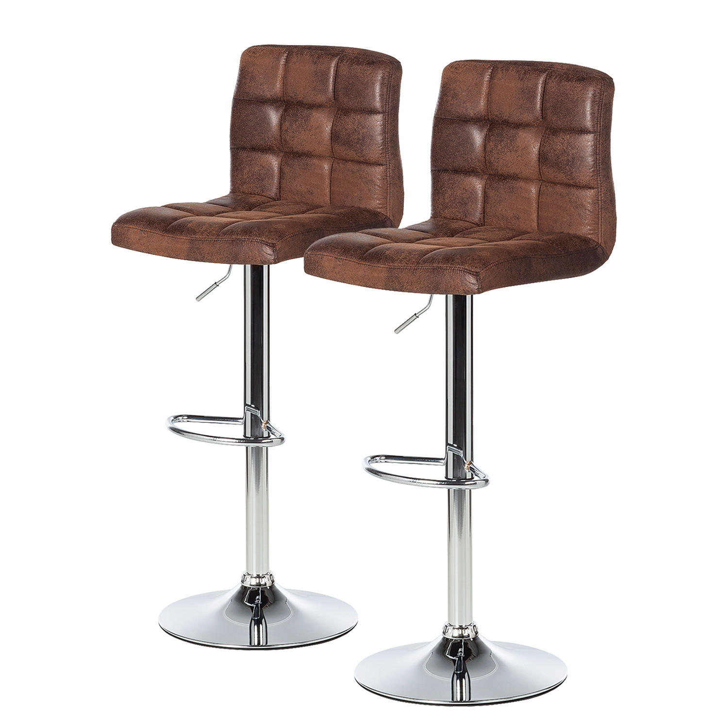 BARHOCKER - Metall / Kunstleder - Chromfarben/Braun, Kunststoff/Metall (46/97/50cm) - home24
