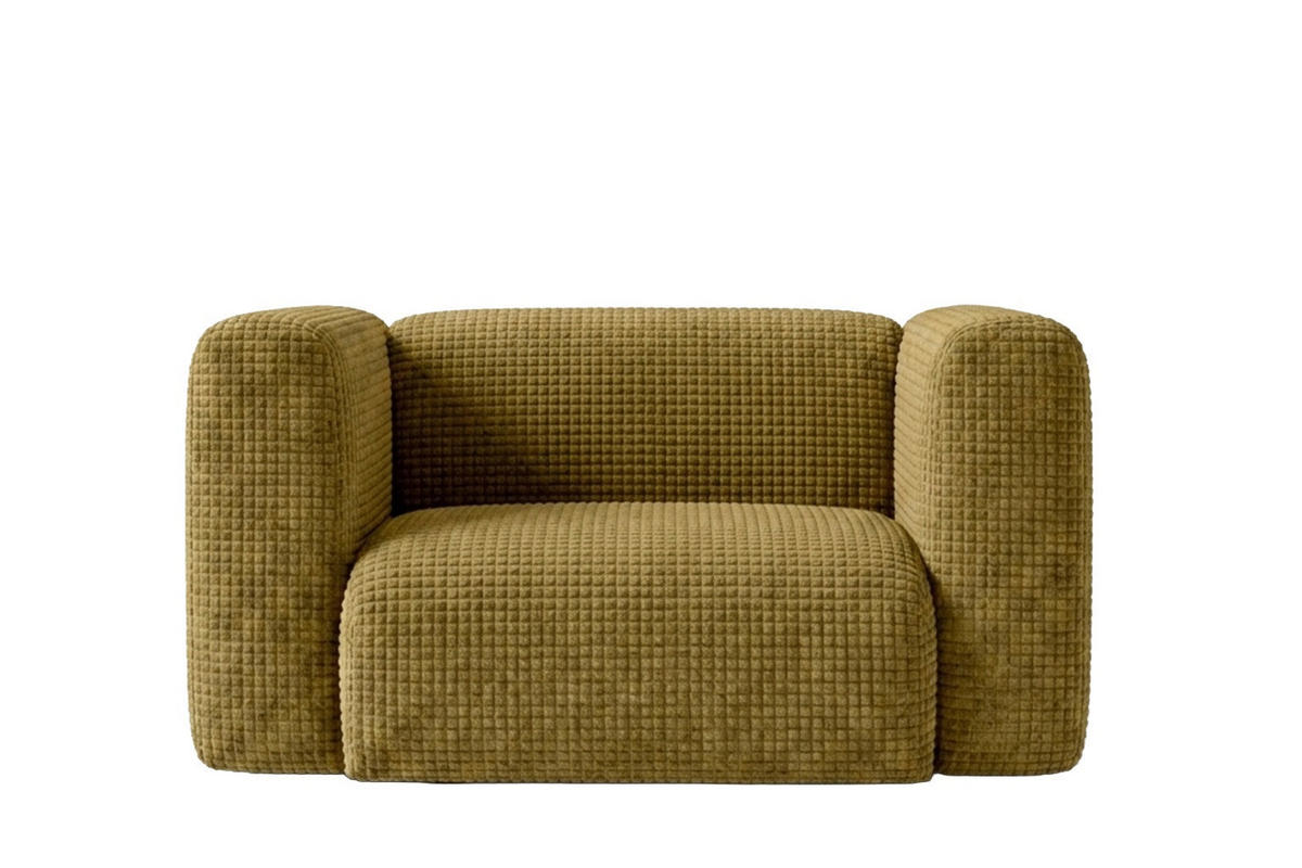 WOHNZIMMERSESSEL aus Chenille-Stoff Cremona, Olive, GRETA - Olivgrün, Holz (137/70/89cm) - Kaiser Möbel
