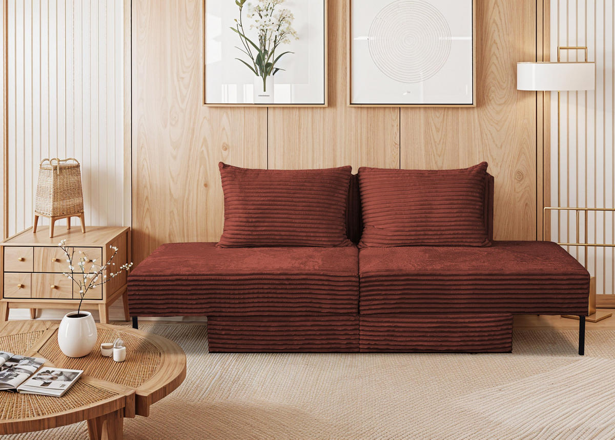 SOFA Mit Schlaffunktion MOOKA 4in1-Multifunktions-System Stoff Velo Kupfer - Kupferfarben, Holz/Textil (240/87/103cm) - Kaiser Möbel